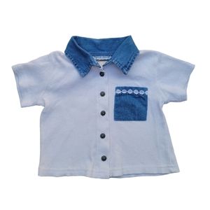 Aqua Blues vintage late 1990s/early 2000s denim and white collared top